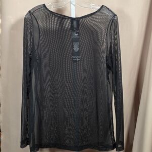 Sympli Looking Glass Barely T Mesh Top Black Size 18 NWT Made in Canada Sheer